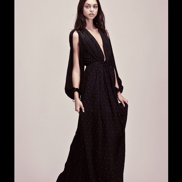 Free People Dresses & Skirts - Free People Studded V Neck Drawstring Dress Gown M
